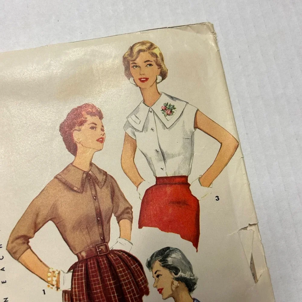 Simplicity Vintage 1950's Pattern #4977 Misses Blouse Size 14‎